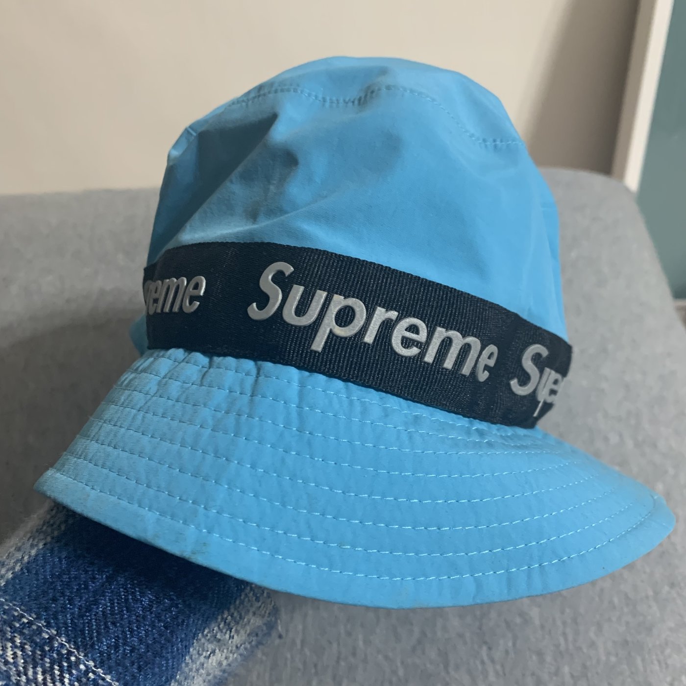 S/M] Supreme Taped Seam Crusher 3M反光LOGO 18SS 漁夫帽水藍色防水