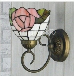 INPHIC-浴室鏡櫃燈 簡約 歐式 田園玫瑰床頭壁燈 單頭彩色玻璃燈具