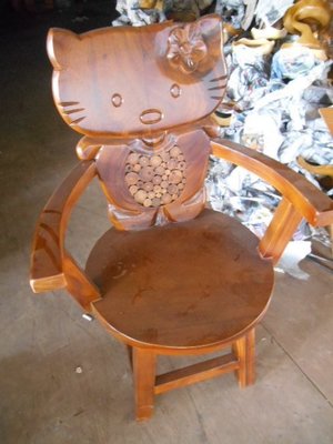 100%天然全柚木HelloKitty造型扶手椅特價出清請先詢問庫存