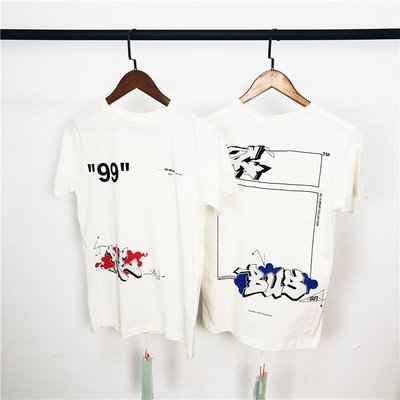 【Keep Running】OFF-WHITE C/O VIRGIL ABLOH  OW 19ss 99涂鴉字母線條短袖tee