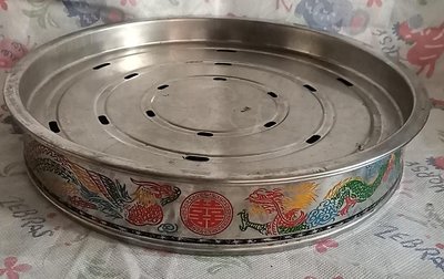 早期龍鳳呈祥31cm圓鐵茶盤,收藏觀賞擺飾道具兩相宜