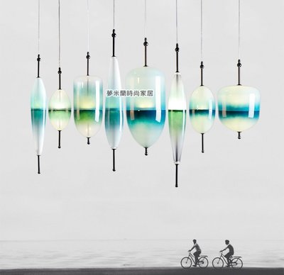 寧靜威尼斯 湖水綠 海洋藍漸層變色玻璃LED吊燈 ◀ 夢米蘭家居 DMH-2016