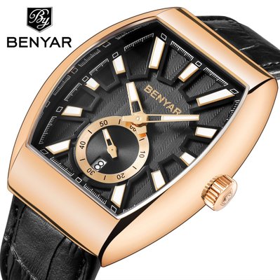 【潮裡潮氣】賓雅BENYAR新款手錶男石英表男士手錶時尚高檔皮帶腕錶男5136M