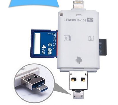2個Apple OTG讀卡機 支援ios9 iPhone 6 / 6S Plus iPad Air 2 可插SD TF卡