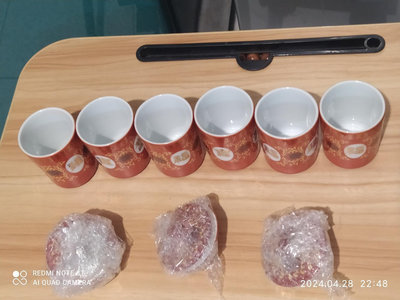 （全新）大同瓷茶杯蓋 萬壽無疆/6杯+6蓋（合售）