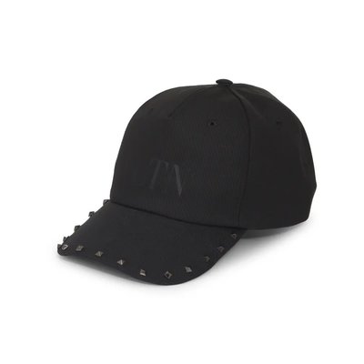 [全新真品代購-F/W22 新品!] VALENTINO 鉚釘 VLTN 黑色 帽子 / 棒球帽