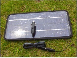 12V 8.5W 太陽能汽車充電器 車用太陽能發電+鱷魚夾+手機USB充