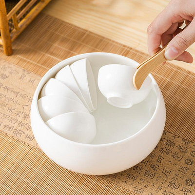 羊脂玉瓷功夫茶具套裝加厚茶杯整套潮汕工夫茶具簡約家用蓋碗茶壺