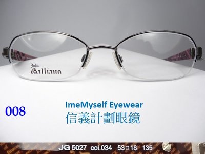 John Galliano JG5027 half rim frames prescription eyeglasses