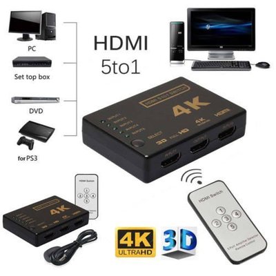 搖控版 3 Port 4K 3D HDMI Switcher Switch Selector iR Remote