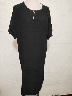522大尺碼黑色短袖連身裙