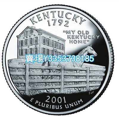 全新美國25分硬幣 50州紀念幣 2001年D版肯塔基州 24.3mm 紙幣 錢幣 紀念幣【古幣之緣】1669