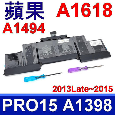 APPLE 蘋果 A1494 原廠規格 電池 通用 A1618 電池 筆電型號 A1398 Macbook Pro15