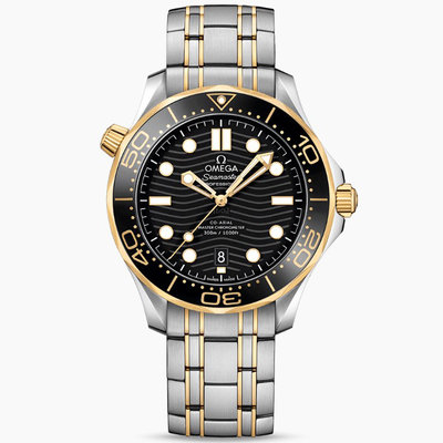 OMEGA 210.20.42.20.01.002 歐米茄 手錶 42mm 海馬300  黃金錶殼 黑面盤 半金錶帶