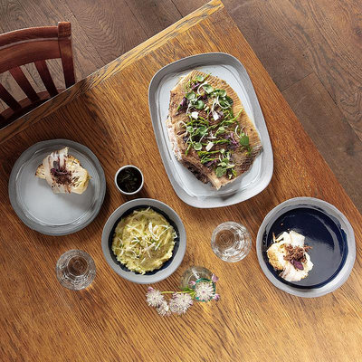 法國Revol白色陶瓷盤子菜盤 家用復古粗陶餐具牛排盤平盤西餐擺盤