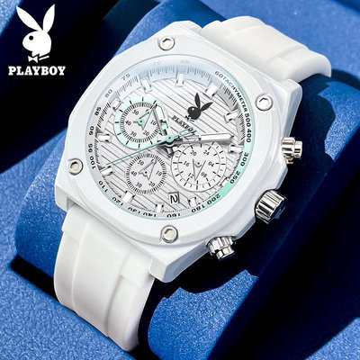 PLAYBOY 品牌手錶 (原裝+原裝盒子）3060 石英 膠帶 防水 高級男士手錶