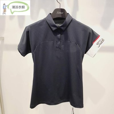 【潮派衣櫥】韓國高爾夫球服裝  女  短袖T恤  夏天  彈力透氣  印花拼接上衣  翻領Polo衫