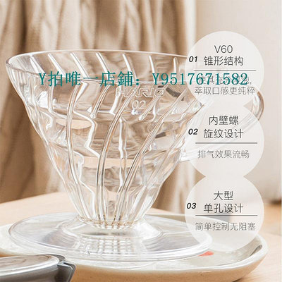 咖啡過濾器 日本HARIO手沖咖啡杯V60樹脂透明濾杯哈里歐滴漏式過濾杯V01/02