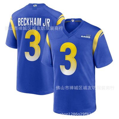 現貨球衣運動背心NFL橄欖球球衣 公羊 3 彩蘭藍色Rams Odell Beckham Jr. Jersey