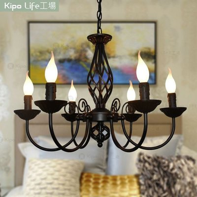 KIPO-歐式燈地中海吊燈美式餐廳蠟燭燈臥室燈熱銷5頭白色燈具-NDA057394A