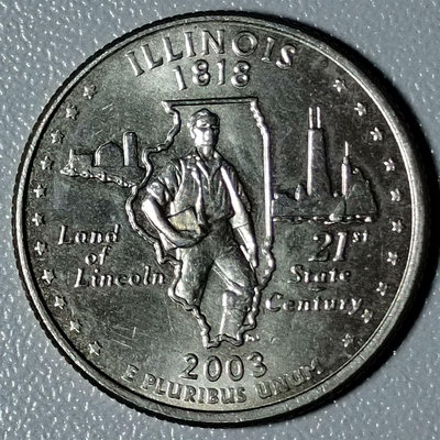 2003年25美分美國伊利諾伊州州幣紀念幣公園幣硬幣22826