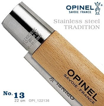 【LED Lifeway】OPINEL No.13 (公司貨) 不鏽鋼折刀/櫸木刀柄- 附皮繩 #OPI_122136
