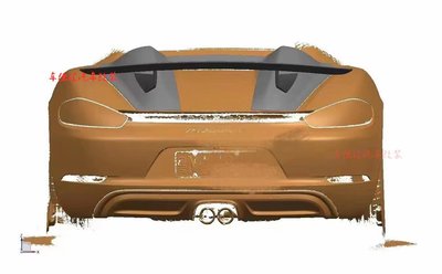 適用于保時捷Porsche 718敞篷版改裝碳纖維尾翼 立式大尾翼