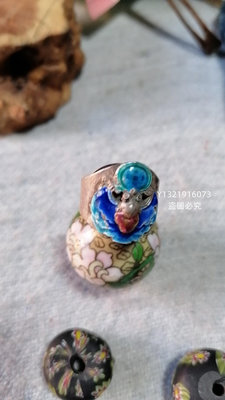 創匯時期的老物件銀燒藍開口戒指-【招財貓】3142