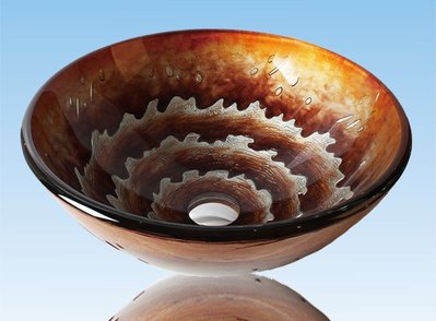 FUO衛浴:42公分 彩繪工藝 藝術強化玻璃碗公盆 (WY15093)預訂!