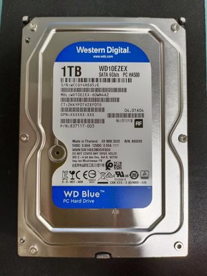 【WD】WD10EZEX 藍標 3.5吋硬碟 1TB(二手良品)