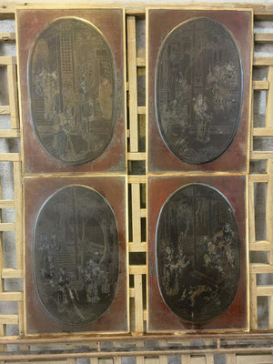 【二手】 木板畫民俗老物件民宿茶館客棧裝飾四片，品相如圖1162 木雕 花板 佛像【櫻子古玩】