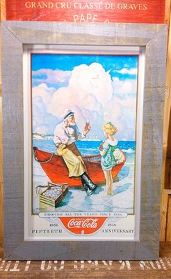 Coca-Cola可口可樂經典鐵皮畫“老人與小女孩”：Coca-Cola可口可樂 收藏 品牌 經典 鐵皮畫 懷舊 復古