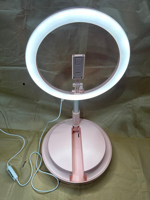 ANTIAN YT直播手機架 10吋環形大光圈LED明肌補光燈 三色調光手機支架 折疊收納桌面直播支架 粉色