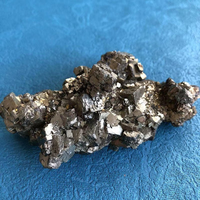 二手 印度尼西亞天然二維碼黃鐵礦擺件 鐵礦石原石教學實驗標本 收藏 古玩 奇石 擺件【天下奇物】760