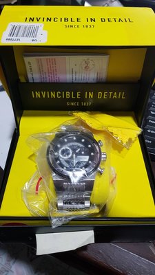 福利品 9成5新 INVICTA 25280 拉力賽黑色錶盤計時男錶
