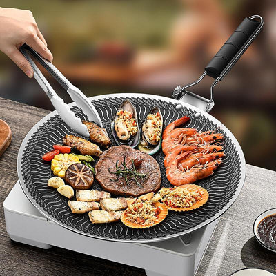 【現貨】不銹鋼烤盤 戶外露營烤肉盤鐵板燒家用電磁爐通用式烤煎盤
