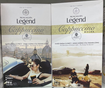 12/15前 一次任買2盒 單盒139越南 Legend卡布奇諾咖啡-摩卡風味/卡布奇諾咖啡-榛果風味 皆216g (18gx12入)/盒