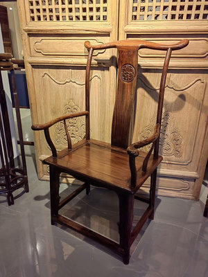 【二手】明式印尼黑檀扶手椅，書桌椅，辦公椅，款式簡約大方8853【銅都古董】古玩 收藏 古董