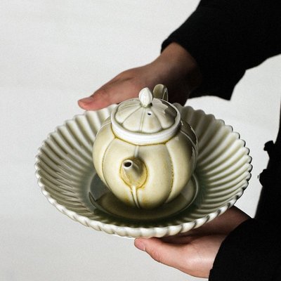 “正品”景德鎮秘色釉葵口茶壺日式家用功夫茶具陶瓷過濾單壺泡茶壺
