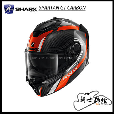 ⚠YB騎士補給⚠ SHARK SPARTAN GT CARBON TRACKER 灰白 橘 全罩 碳纖維 鯊魚 安全帽