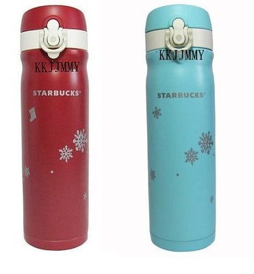 Starbucks 星巴克 不鏽鋼隨身瓶 2011 耶誕 紅色/藍色 雪花 膳魔師 500ml 保溫瓶 雪花杯, 可超取