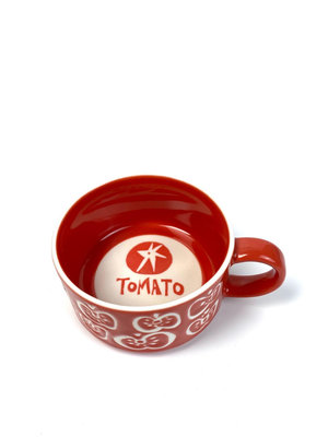 【二手】日本中古 浮雕TOMATO番茄杯子 早餐杯 淺口馬克杯 回流 瓷器 擺件【佟掌櫃】-3753