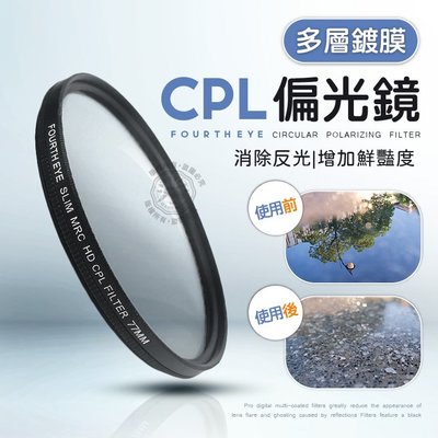 多規格 CPL 偏光鏡 Fourth Eye 超薄框 多層鍍膜 偏振鏡 49mm 58mm 77mm MRC 環形偏光鏡