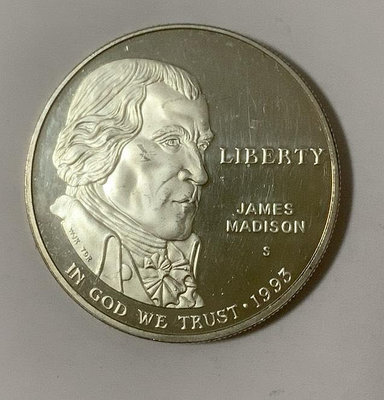 美國1993年1元紀念銀幣詹姆士麥德遜