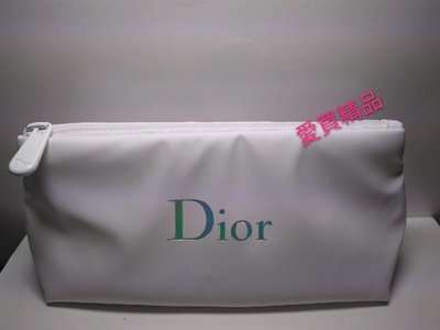 愛買精品~Dior迪奧白色三角化妝包(皮革材質)