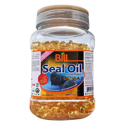 加拿大康加美標叔BILL北極海 豹油魚油1000粒/500粒 Omega-3、多元不飽和脂肪酸，DHA、EPA、DPA