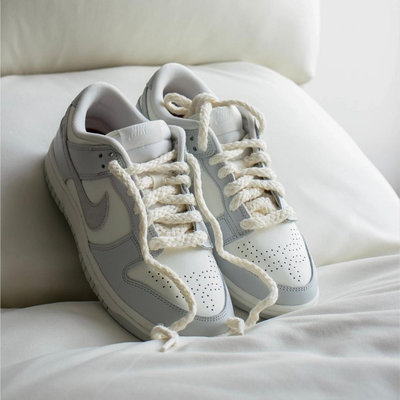 【免運】Nike Dunk Low 灰白 骨白 灰色 印花 條紋 浮雕 刺繡 fj4553133