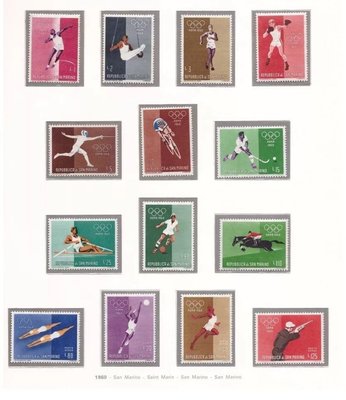 特賣- 圣馬力諾郵票1960年 第十七屆奧運會項目 14全新奧運五環體育運動