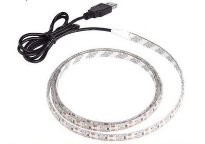 【 USB黏貼式防水LED燈條】燈飾檯燈  極光燈條 聖誕節 行動電源 低壓、超亮、安全、節能護眼