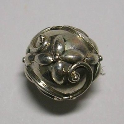 琥珀貓~【925純銀材料配件】造型圓珠~N6795~十字花~孔1.8mm~一個